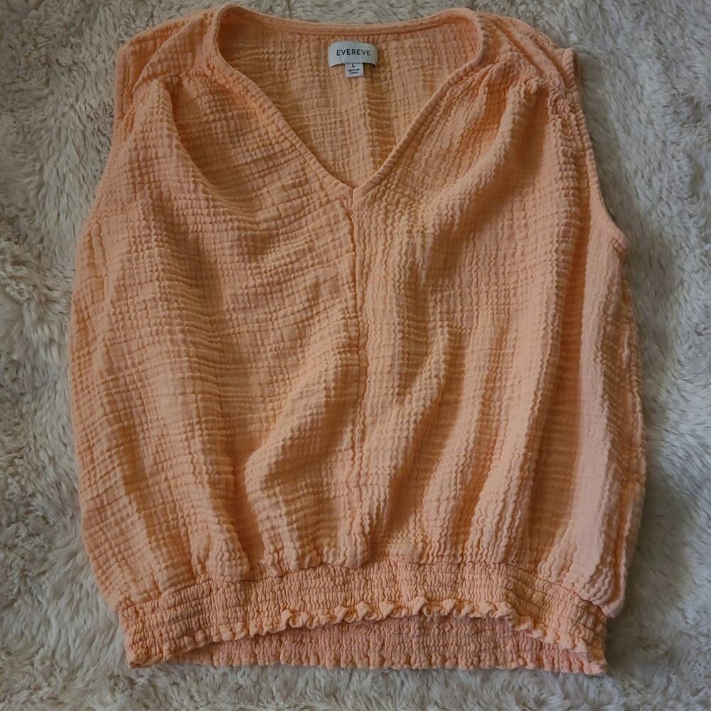Evereve Peach Textured V-Neck Tank Top